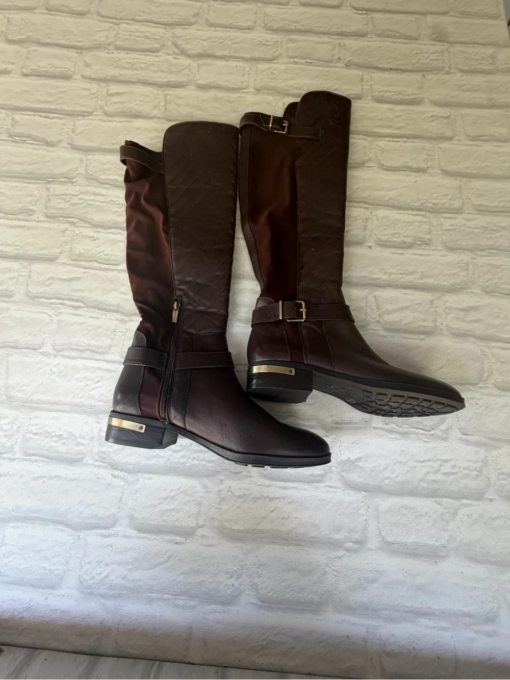 Vince Camuto Panyma Quilted Over-the-Knee Riding Boots - Dark Brown Size 8.5